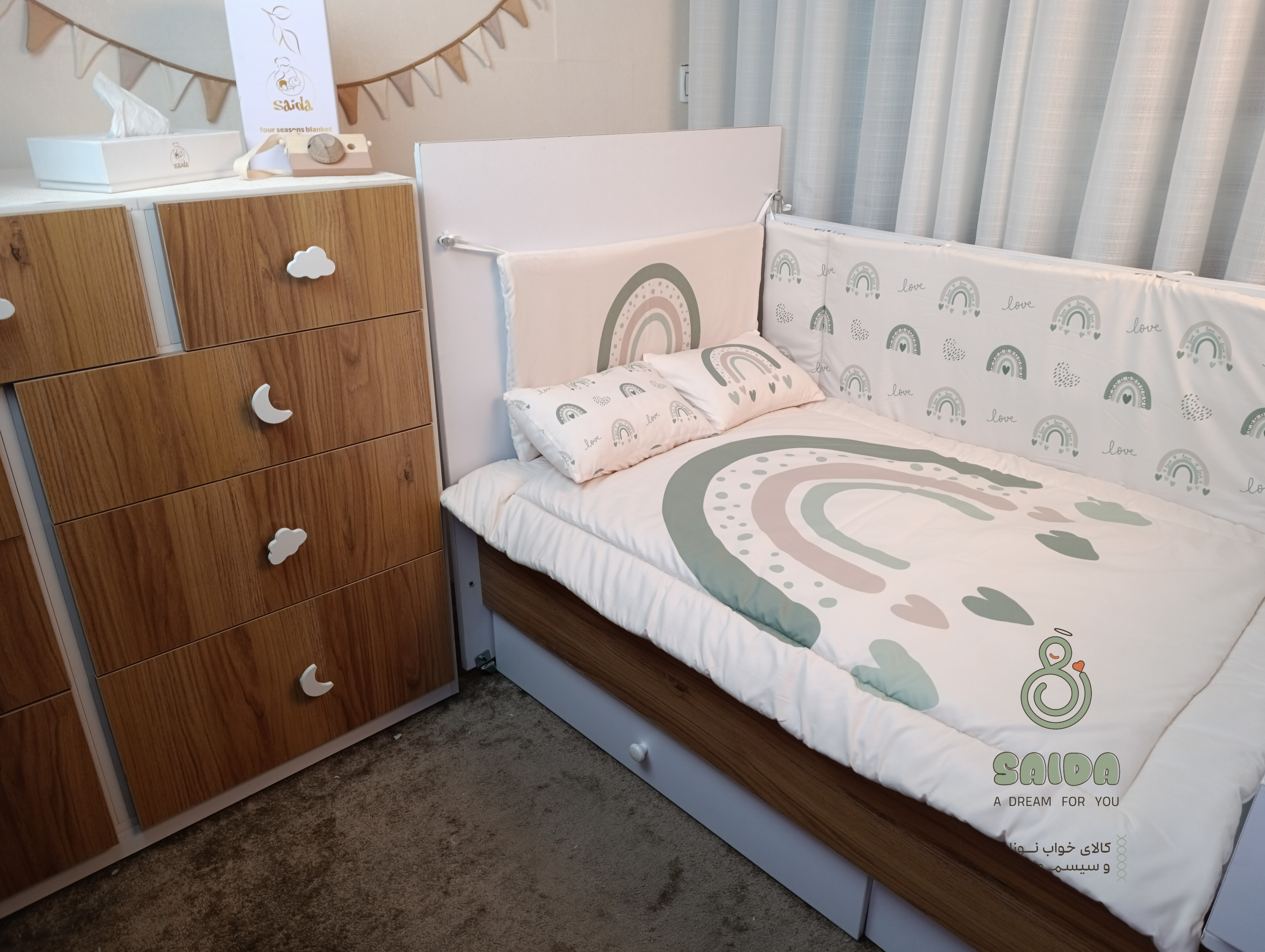 روتختی نوزادی طرح رنگین کمان سبز